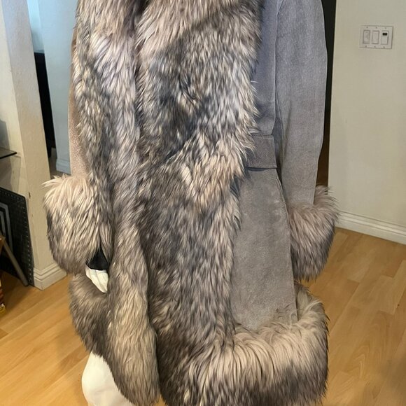 VINTAGE PENNY LANE  LAMB SUEDE FUR TRIM COAT SZ M MEDIUM MADE IN ENGLAND - Picture 2 of 5